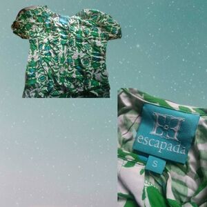 Escapada Leafy Green and White Top